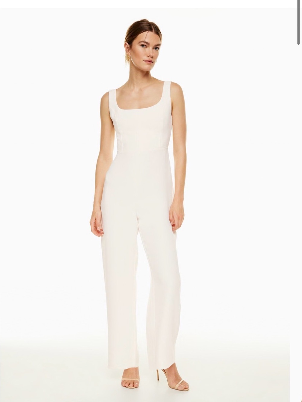 Wilfred Light Birch /Cream Scoop-Neck Wide-Leg Jumpsuit